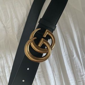 COPY - Wide leather belt with Double G buckle